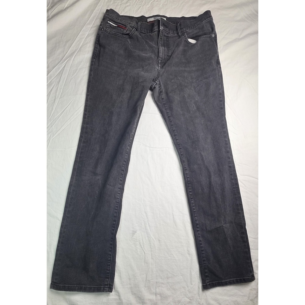 Tommy Hilfiger Men's Custom Fit Straight Leg Jeans 34x32 Faded Black Denim